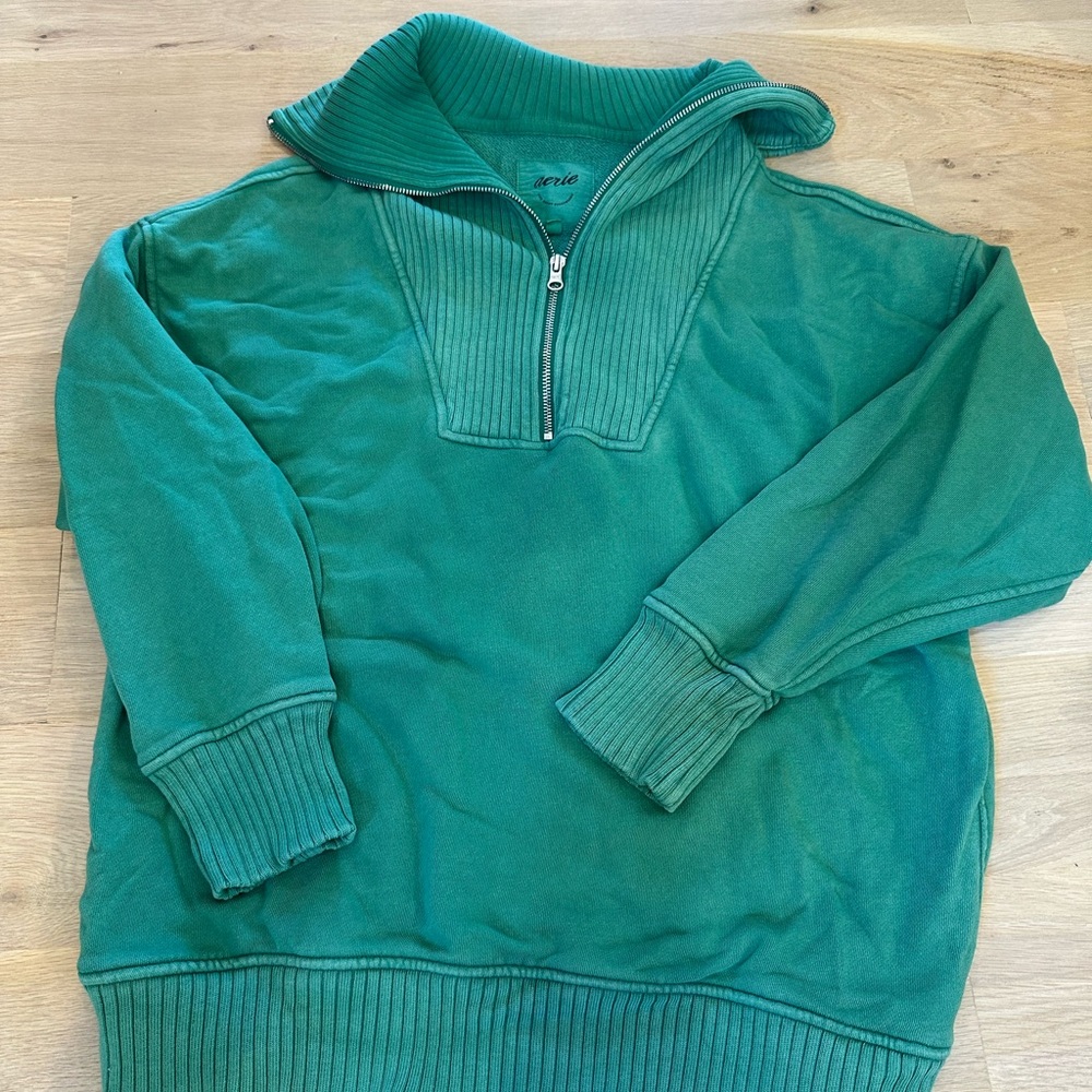 Aerie green Zip-Up Sweater